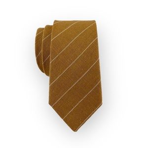 Men’s Honey Brown Striped Necktie, Slim 2.75” Width Wedding Party Style Tie